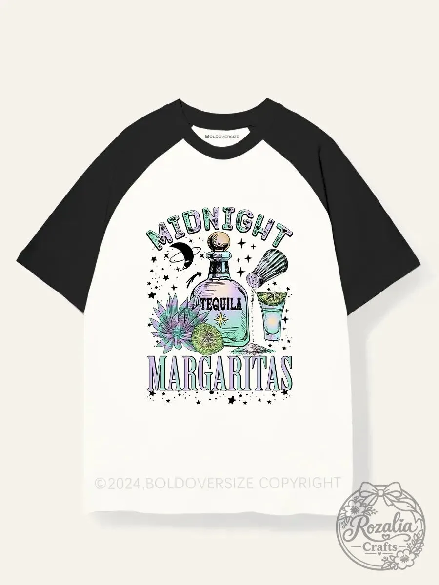 Midnight Margaritas Tequila Bottle Cocktail Party Raglan T-Shirt