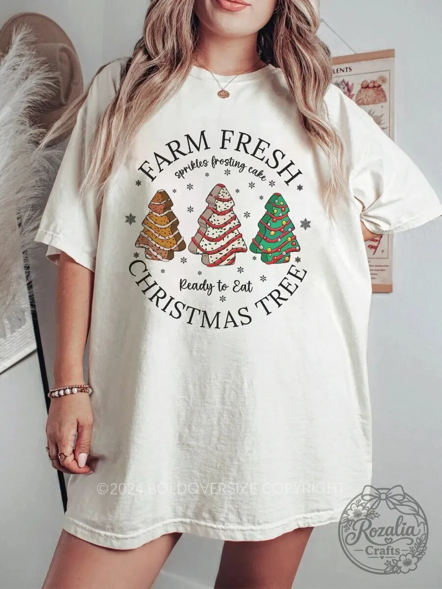 Vintage Farm Fresh Christmas Tree Cake T-Shirt, Ready To Eat Sprinkles Frosting Cake