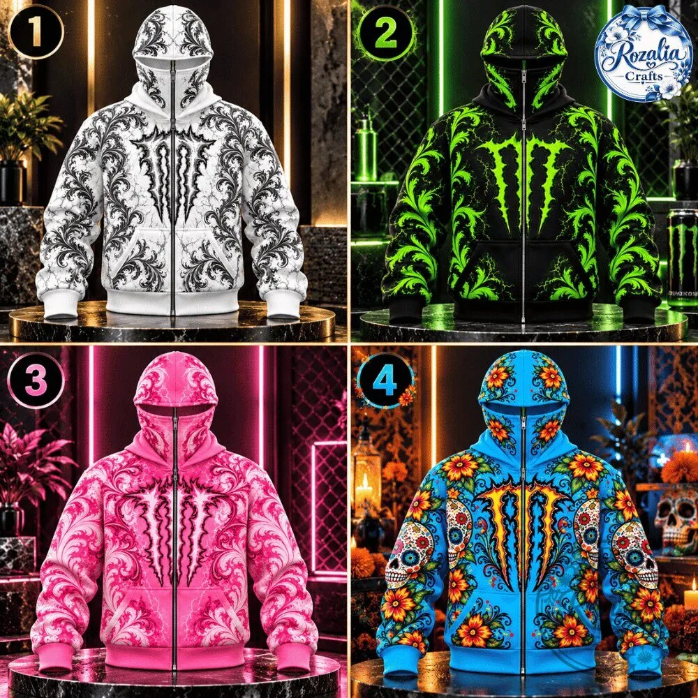Monster Energy All Face Mask Zip Up Hoodie 2026 Special