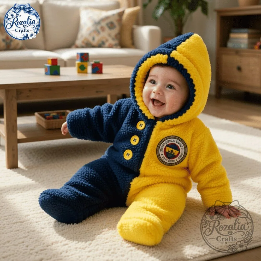 Fenerbahce Baby Sherpa Snowsuit Navy Yellow Cute Hooded Romper 11 Fenerbahce Baby Sherpa Snowsuit Navy Yellow Cute Hooded Romper